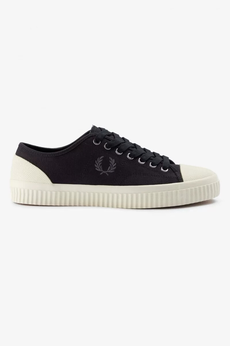 fred perry low hughes womens plimsolls black gunmetal
