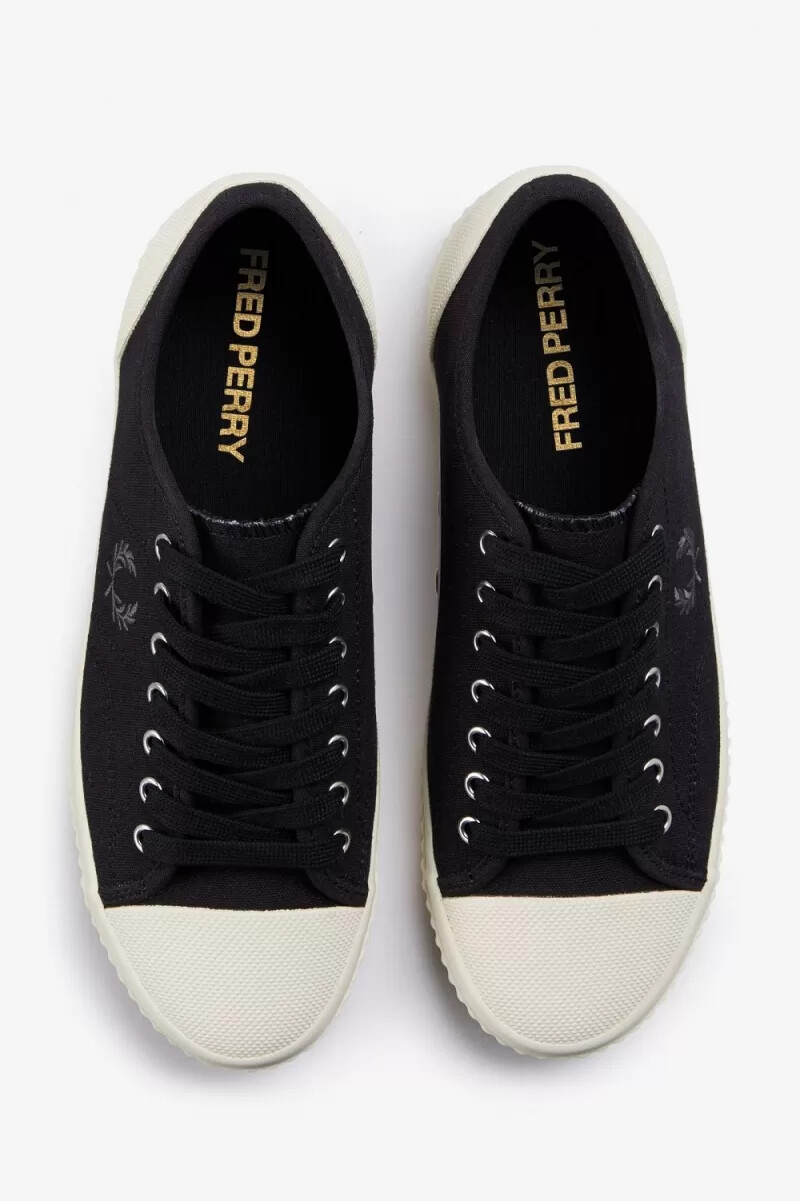 fred perry low hughes womens plimsolls black gunmetal