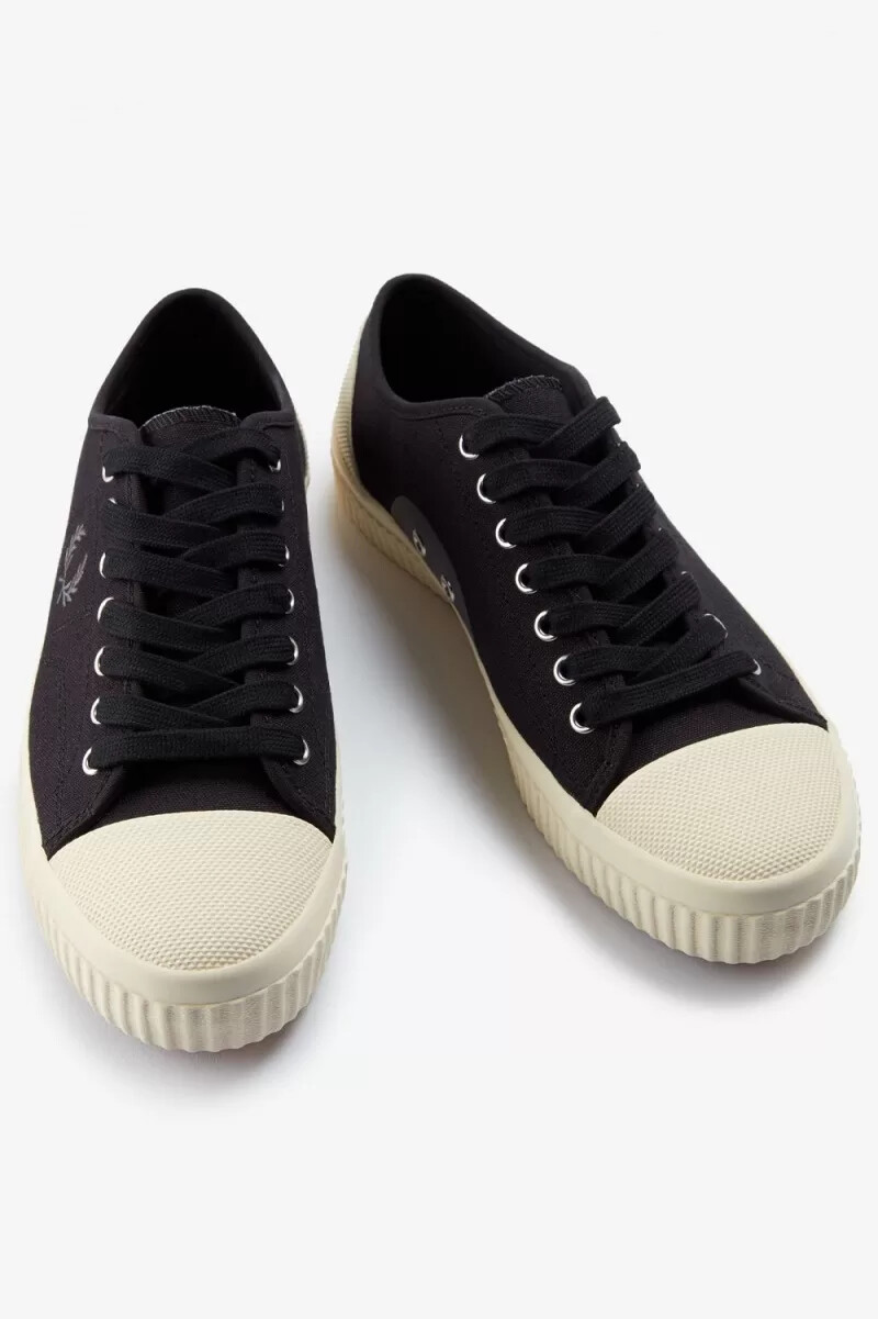 fred perry low hughes womens plimsolls black gunmetal