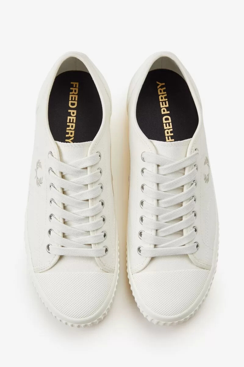 fred perry low hughes womens plimsolls light beige oatmeal