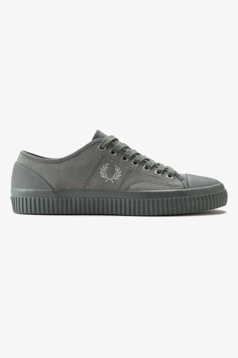 fred perry low hughes womens plimsolls field green warm grey