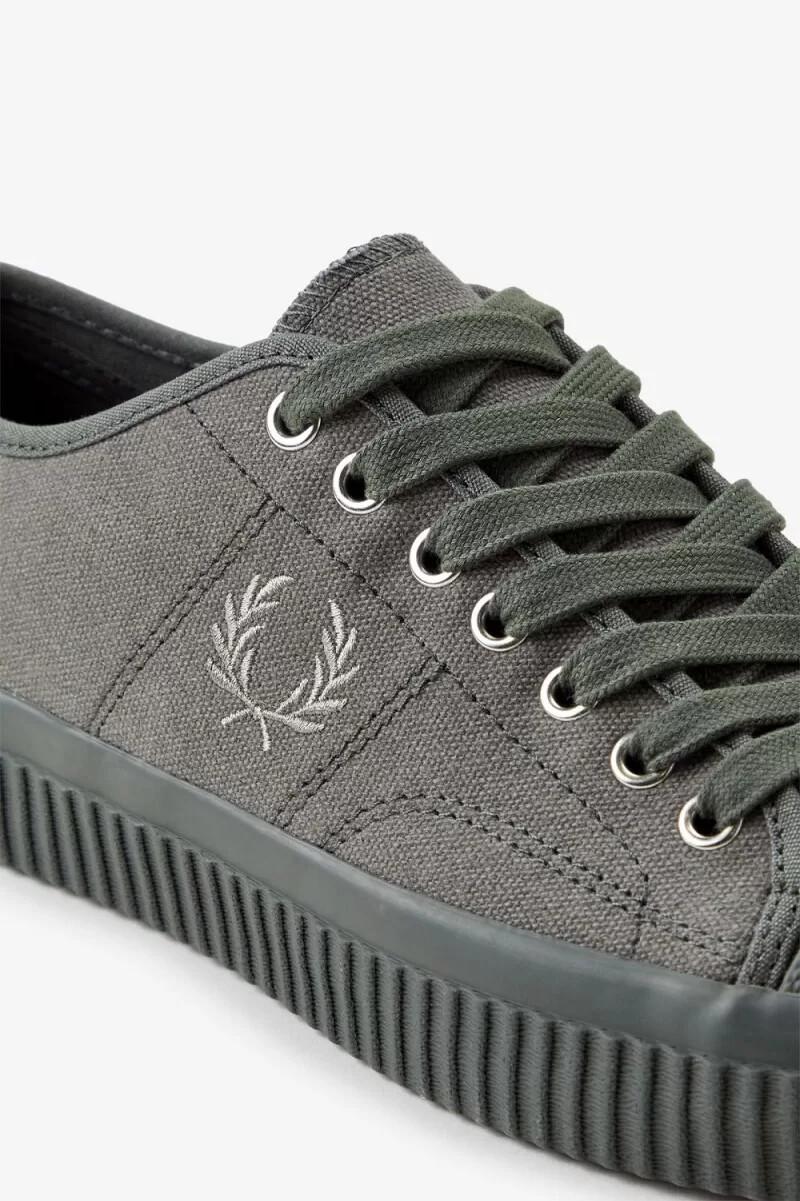 fred perry low hughes womens plimsolls field green warm grey