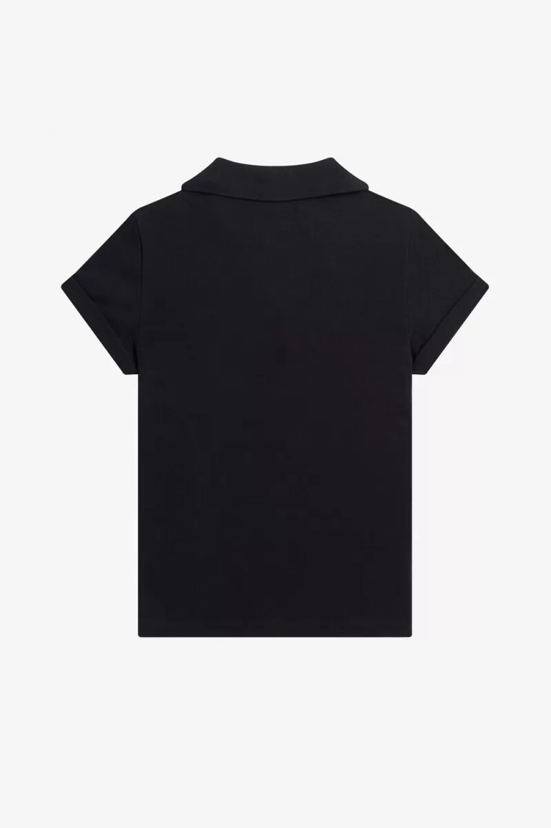 fred perry open-collar piqué womens polo shirt black