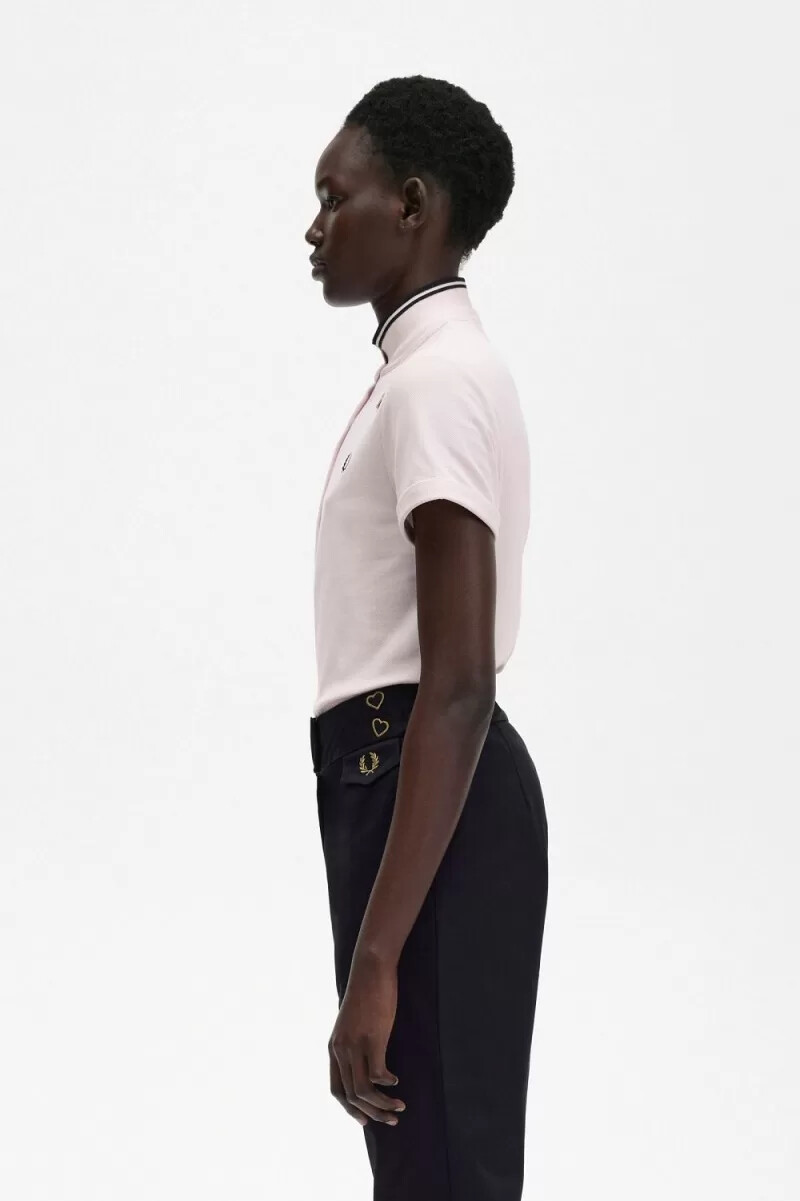 fred perry tipped piqué womens polo shirt milky pink