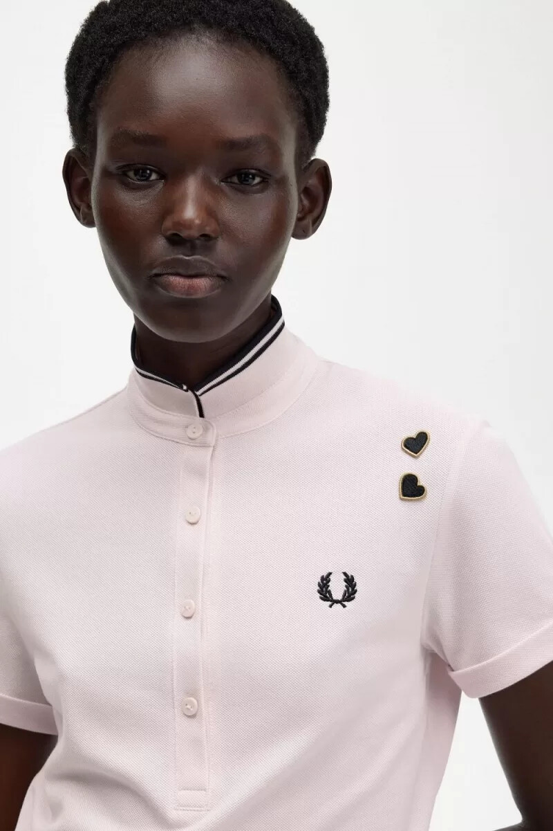 fred perry tipped piqué womens polo shirt milky pink