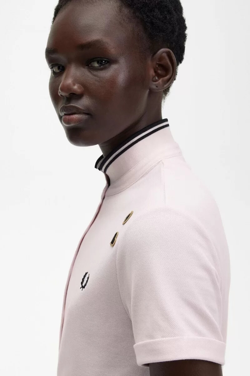 fred perry tipped piqué womens polo shirt milky pink