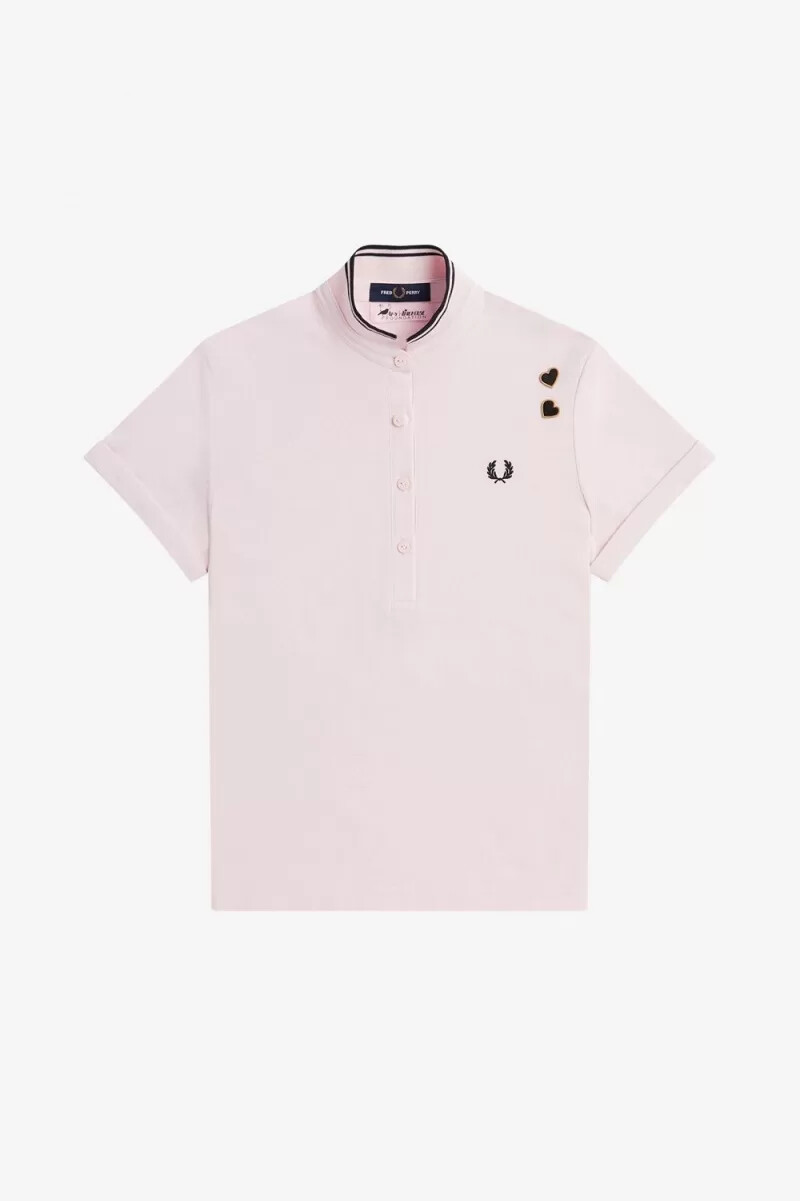 fred perry tipped piqué womens polo shirt milky pink