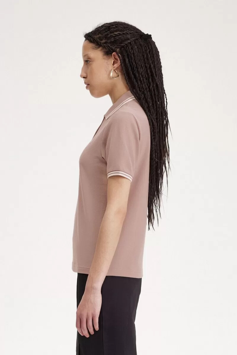 fred perry g3600 womens shirt dark pink beige