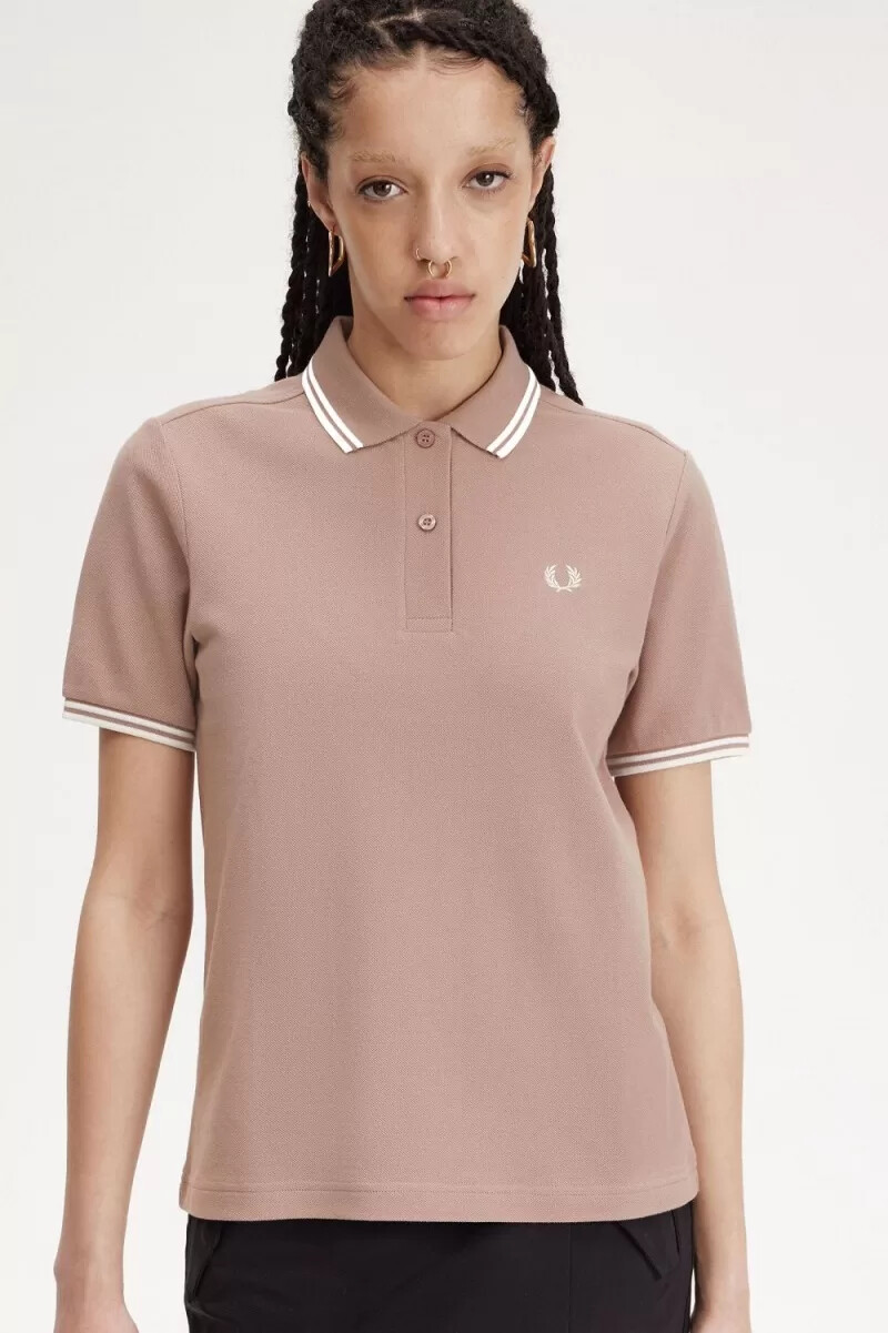 fred perry g3600 womens shirt dark pink beige