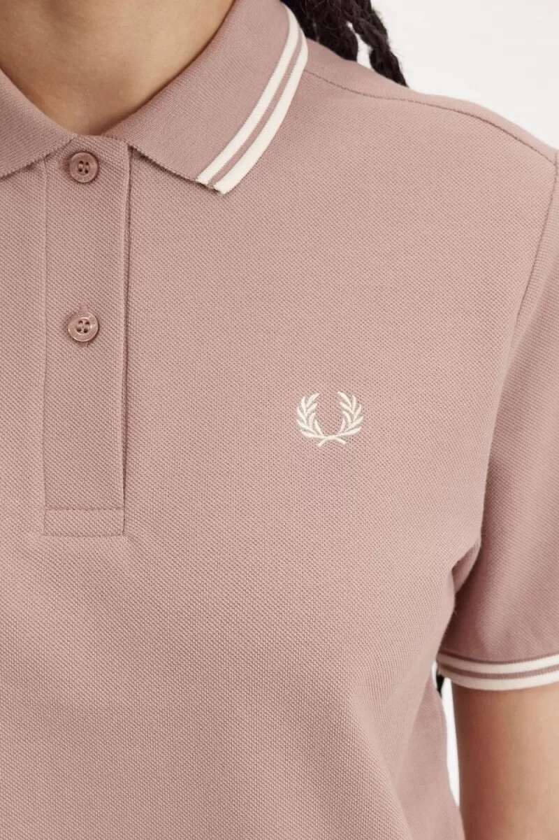 fred perry g3600 womens shirt dark pink beige
