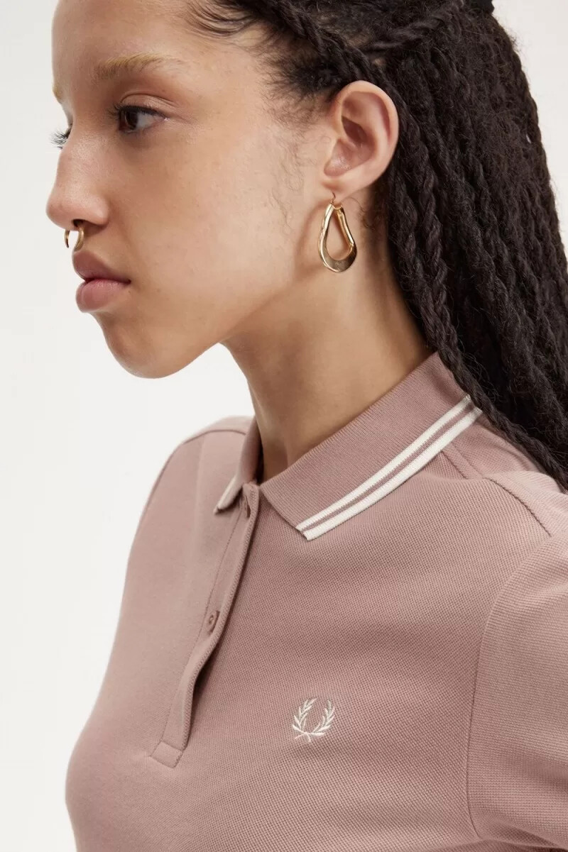 fred perry g3600 womens shirt dark pink beige
