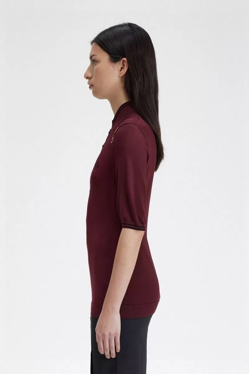 fred perry knitted womens shirt oxblood
