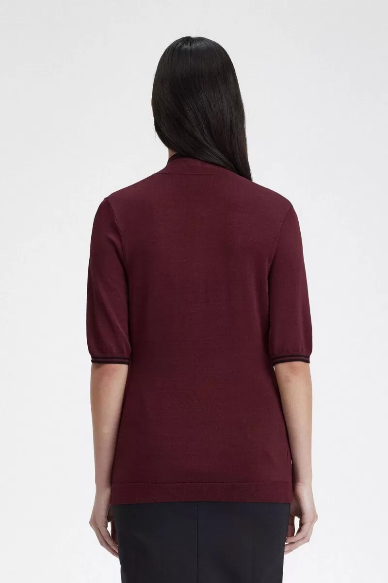 fred perry knitted womens shirt oxblood