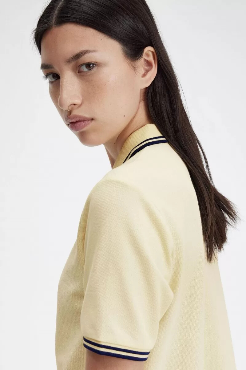fred perry g3600 womens shirt aqua cream french navy