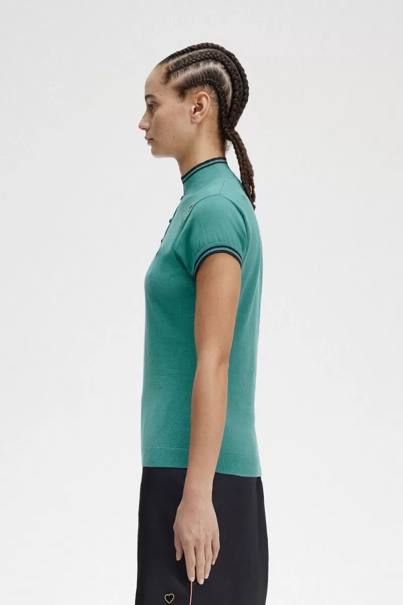 fred perry knitted womens shirt deep mint