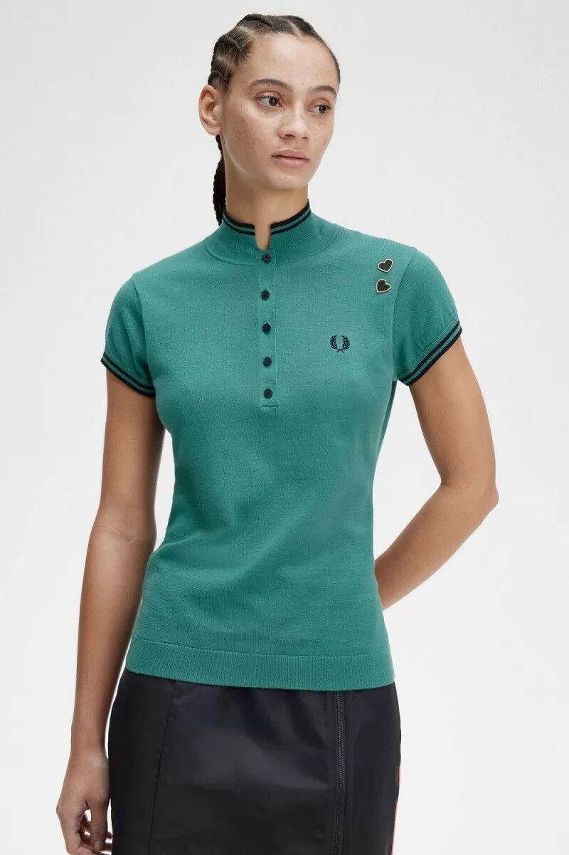 fred perry knitted womens shirt deep mint