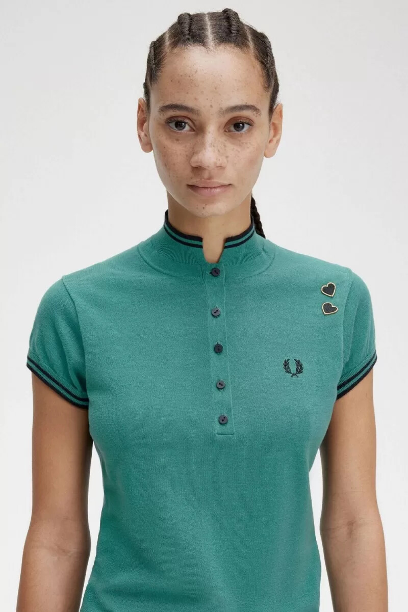 fred perry knitted womens shirt deep mint