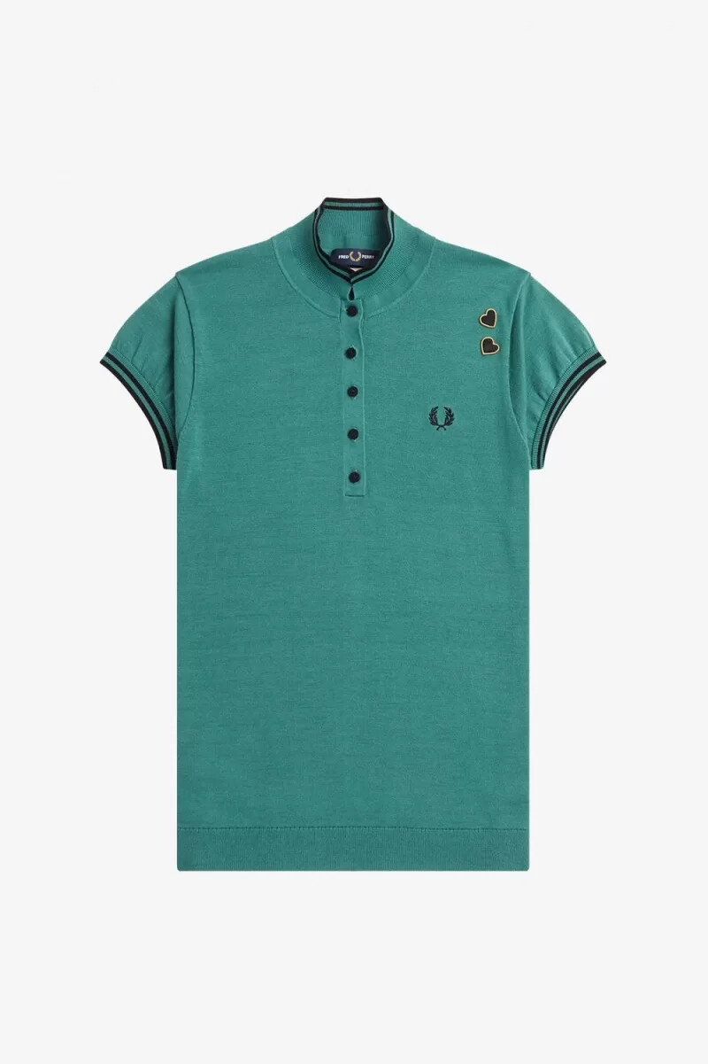 fred perry knitted womens shirt deep mint
