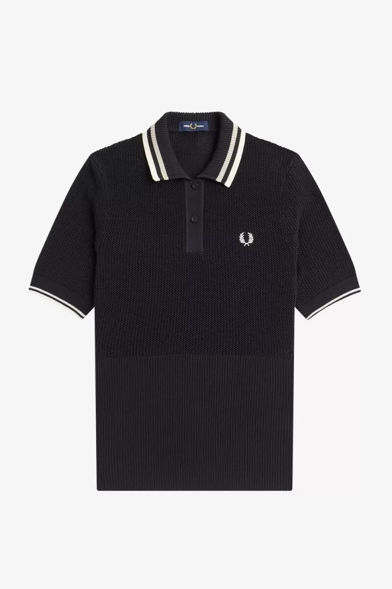 fred perry open-knitted womens shirt black