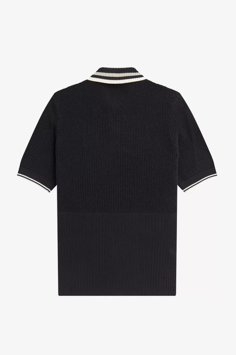 fred perry open-knitted womens shirt black