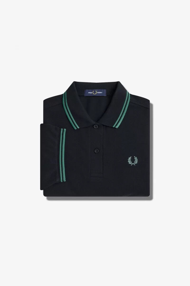 fred perry g3600 womens shirt black deep mint deep mint