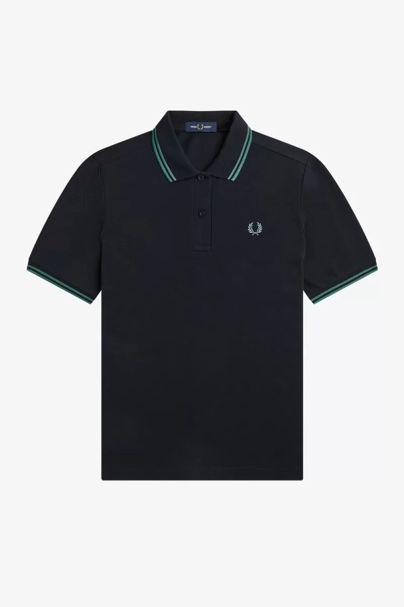 fred perry g3600 womens shirt black deep mint deep mint