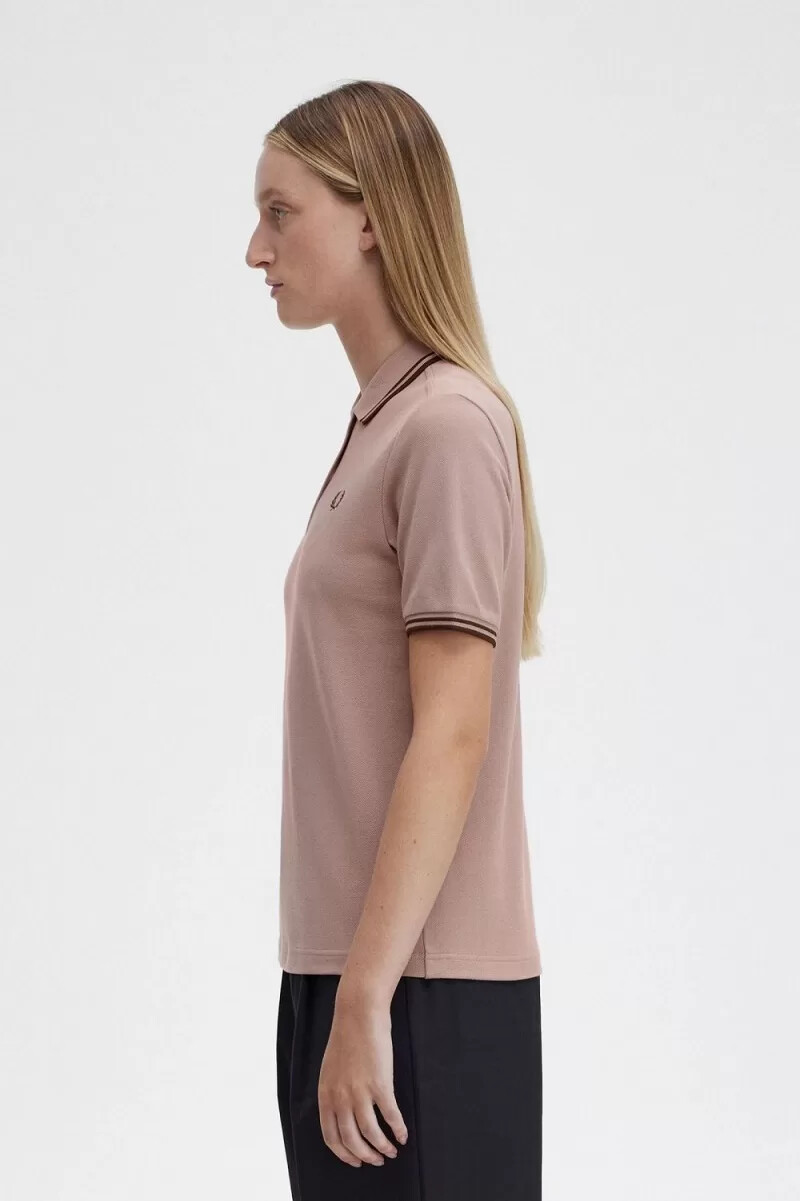 fred perry g3600 womens shirt dark pink burnt tobacco