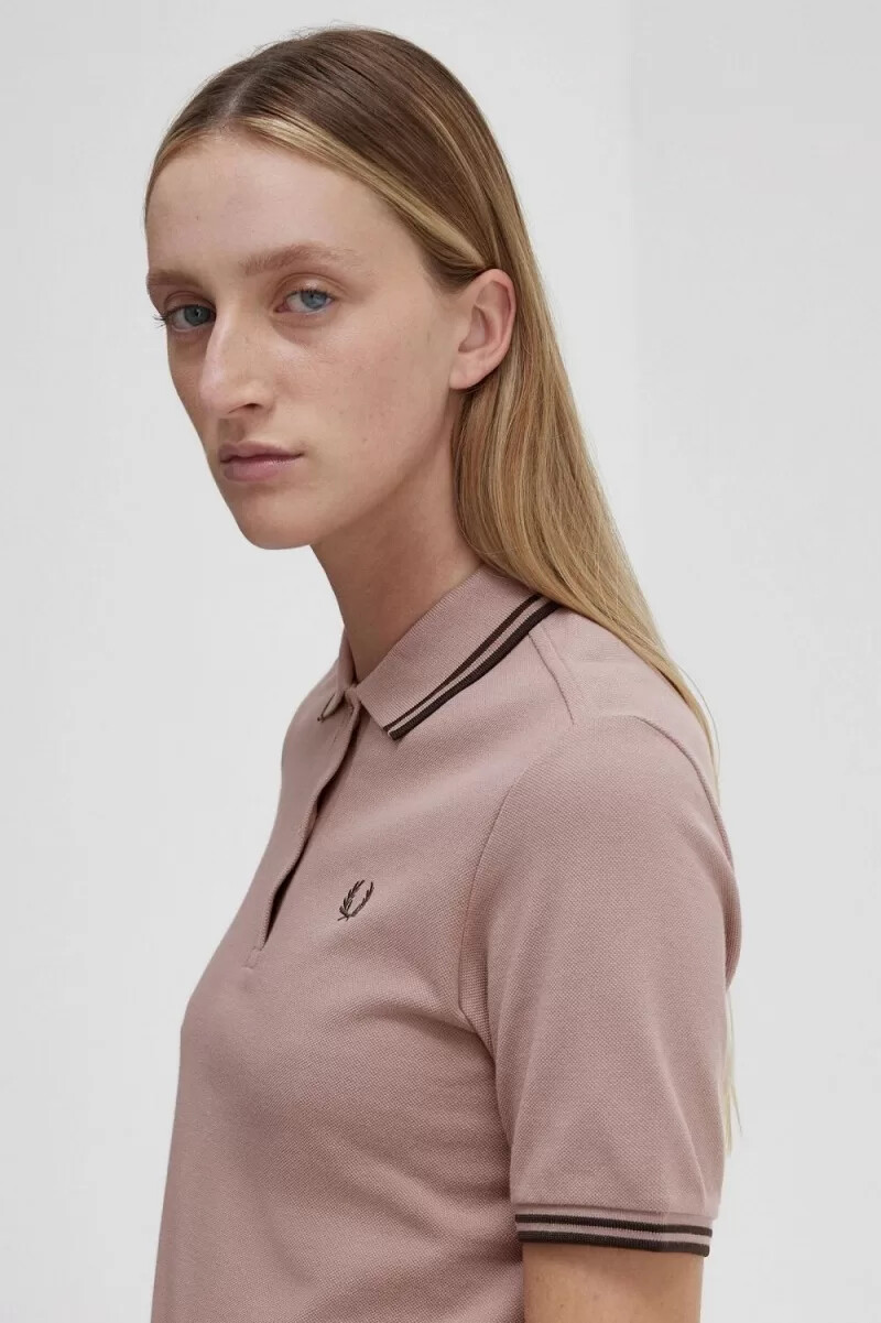 fred perry g3600 womens shirt dark pink burnt tobacco