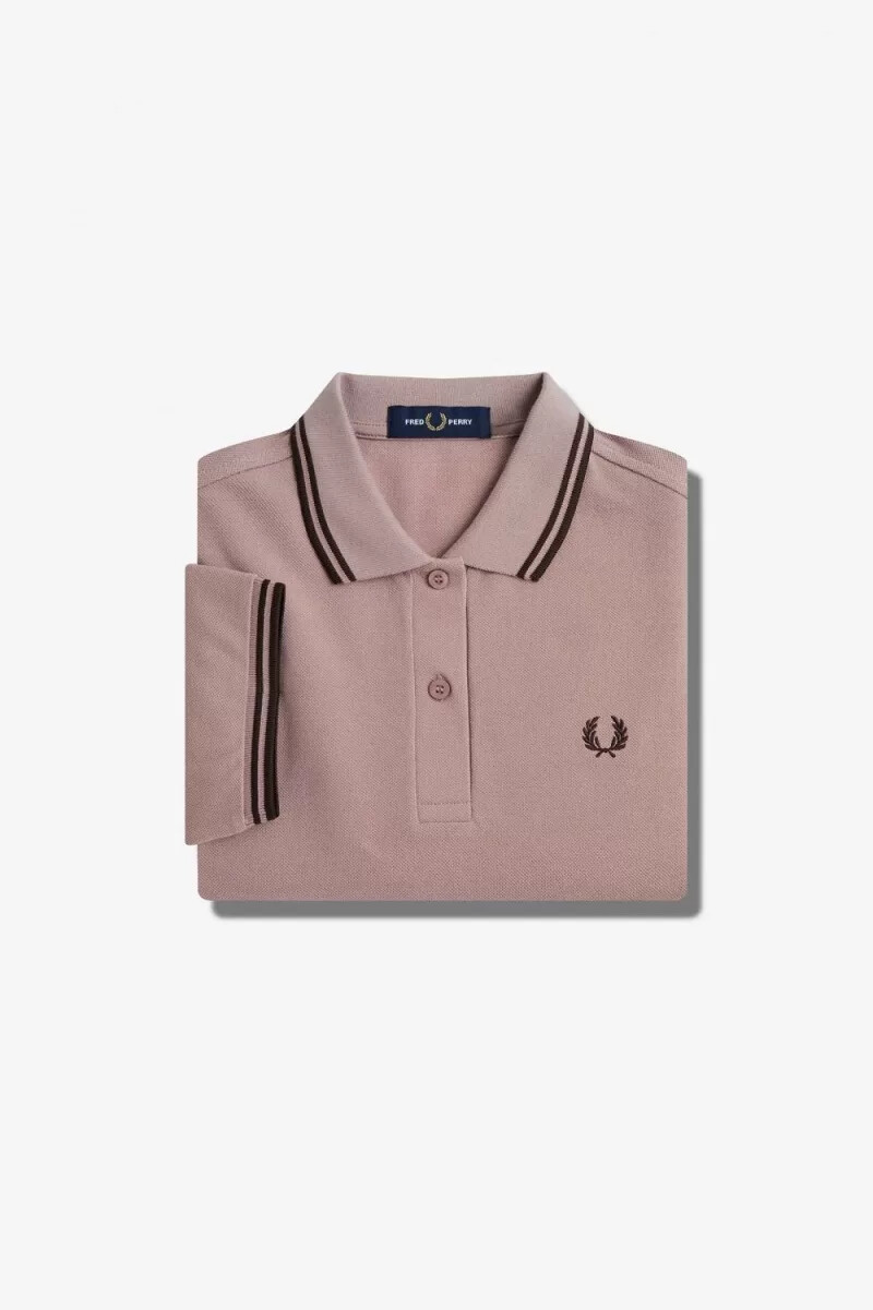 fred perry g3600 womens shirt dark pink burnt tobacco