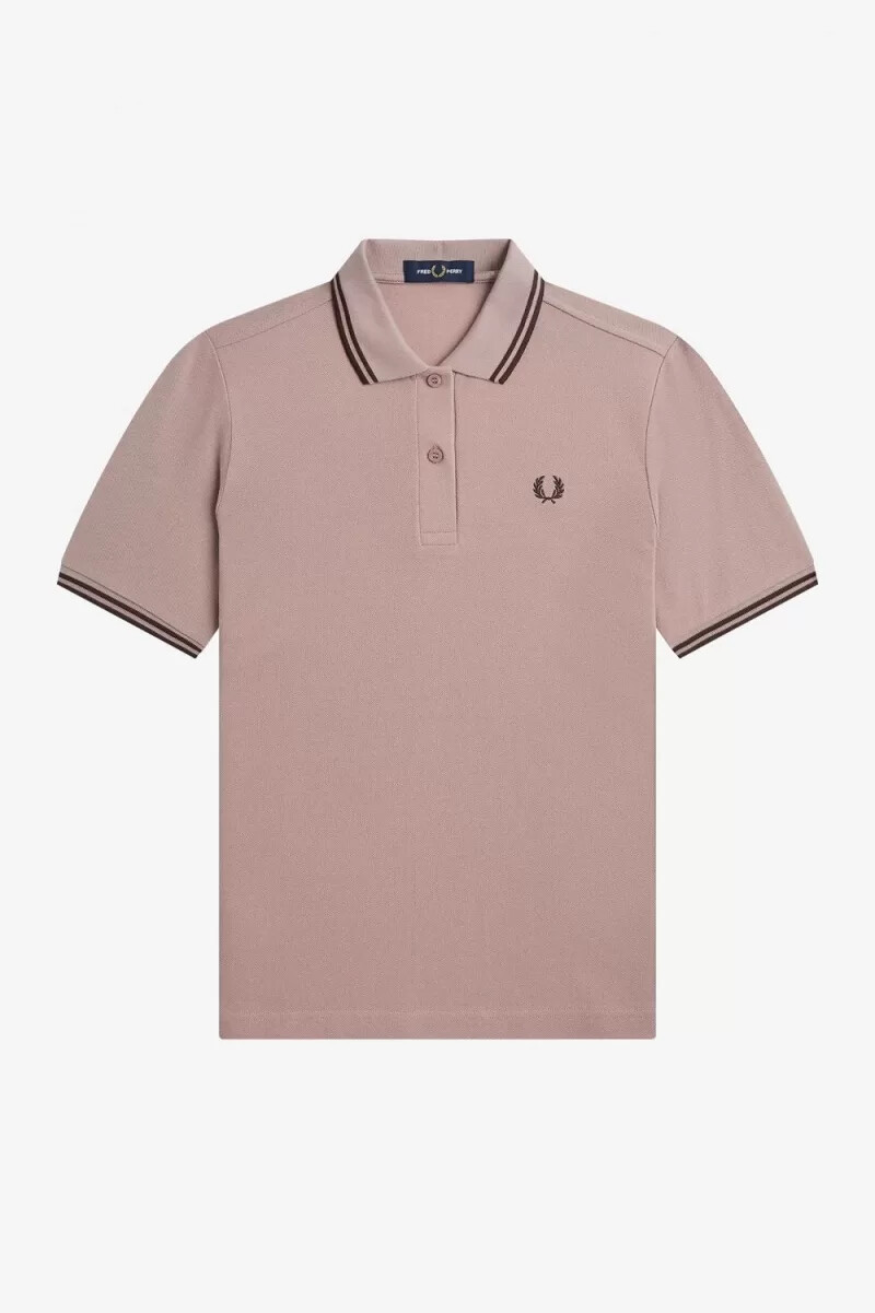 fred perry g3600 womens shirt dark pink burnt tobacco