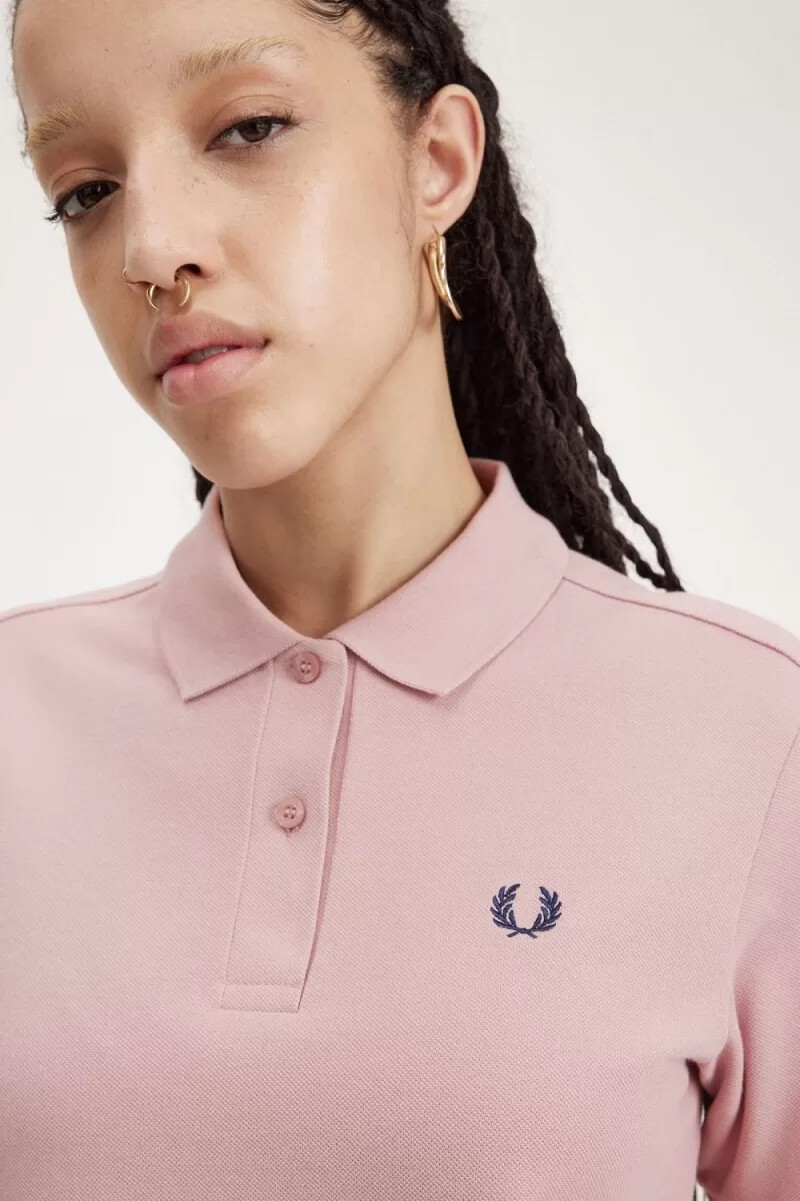fred perry g6000 womens shirt dusty rose pink french navy