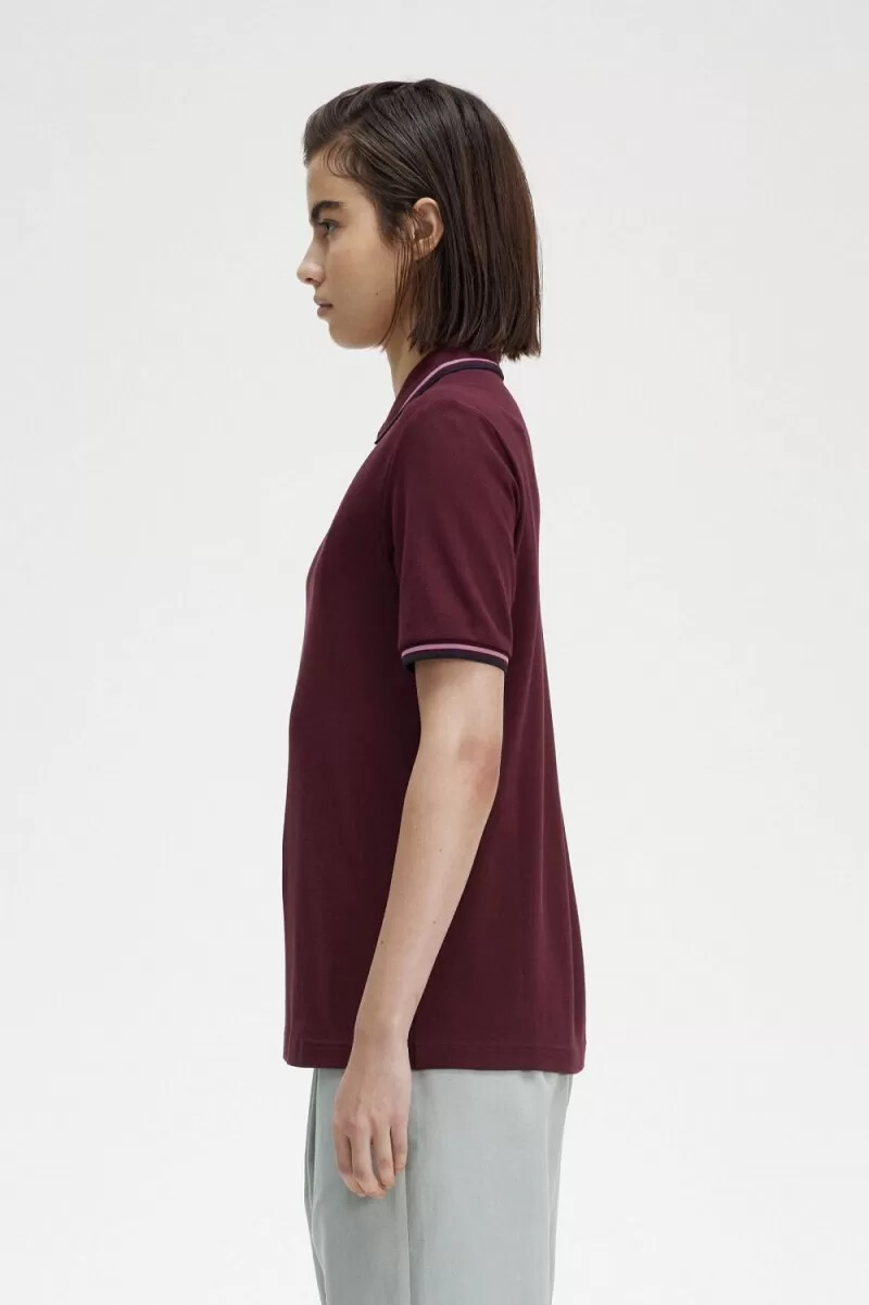 fred perry g3600 womens shirt oxblood dusty rose pink black
