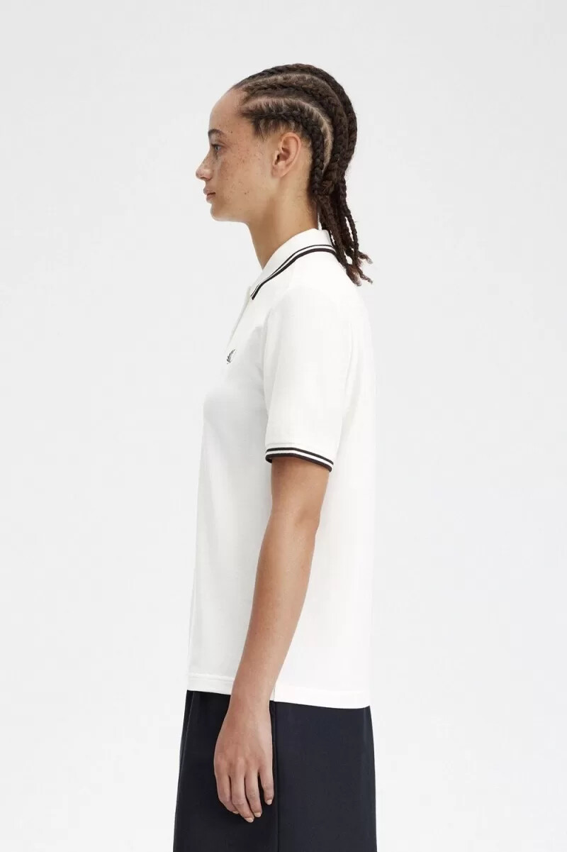 fred perry g3600 womens shirt snow white dark red