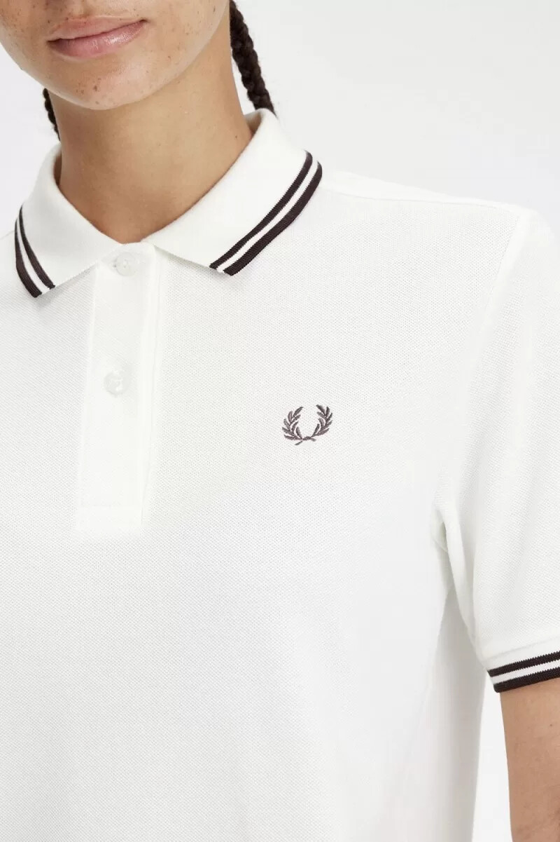 fred perry g3600 womens shirt snow white dark red