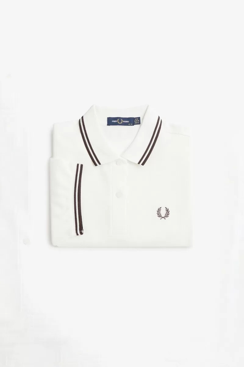 fred perry g3600 womens shirt snow white dark red