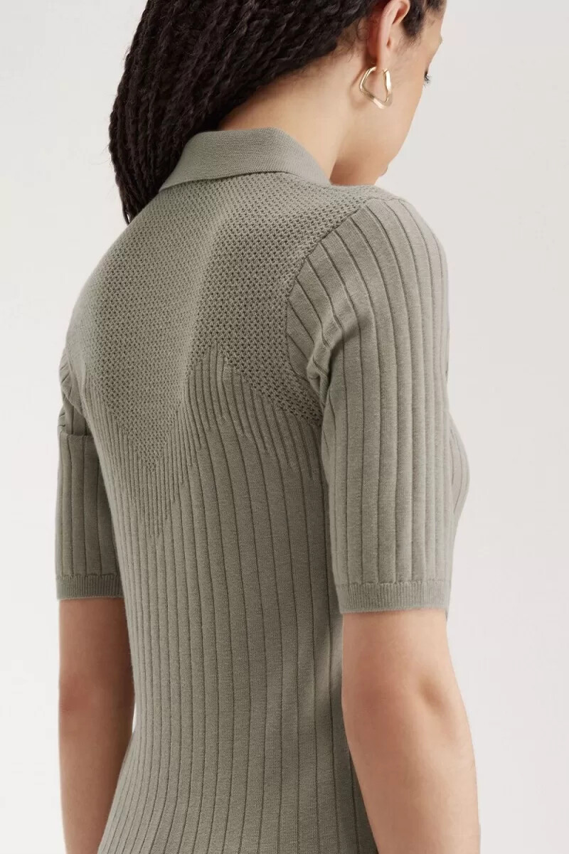 fred perry pointelle detail knitted womens shirt warm grey