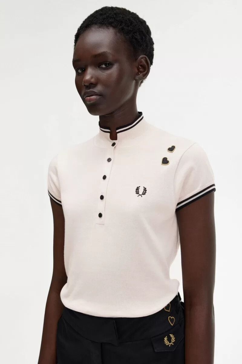 fred perry knitted womens shirt milky pink