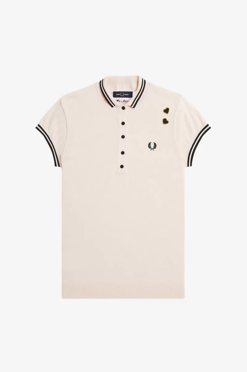 fred perry knitted womens shirt milky pink