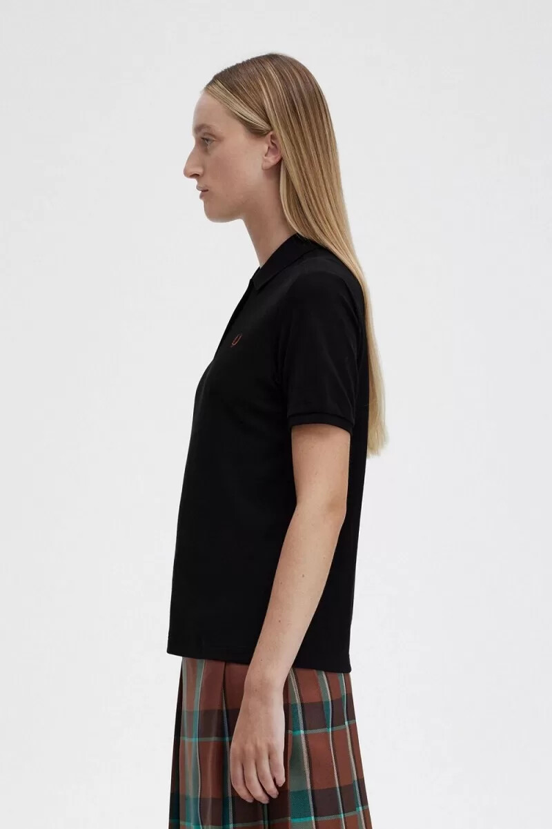 fred perry g6000 womens shirt black whisky brown