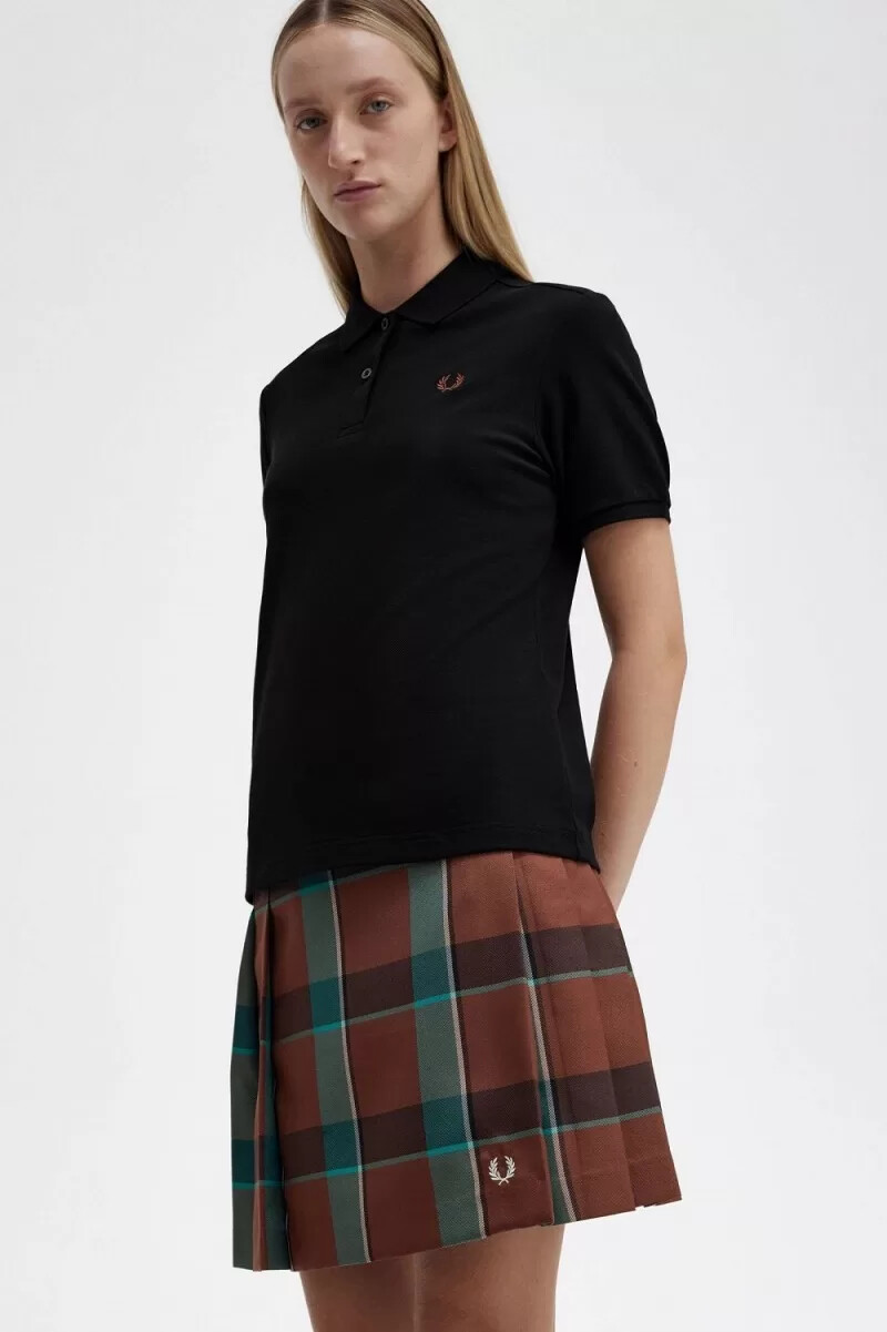 fred perry g6000 womens shirt black whisky brown