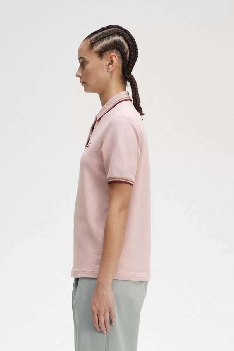 fred perry g3600 womens shirt dusty rose pink brown oxblood