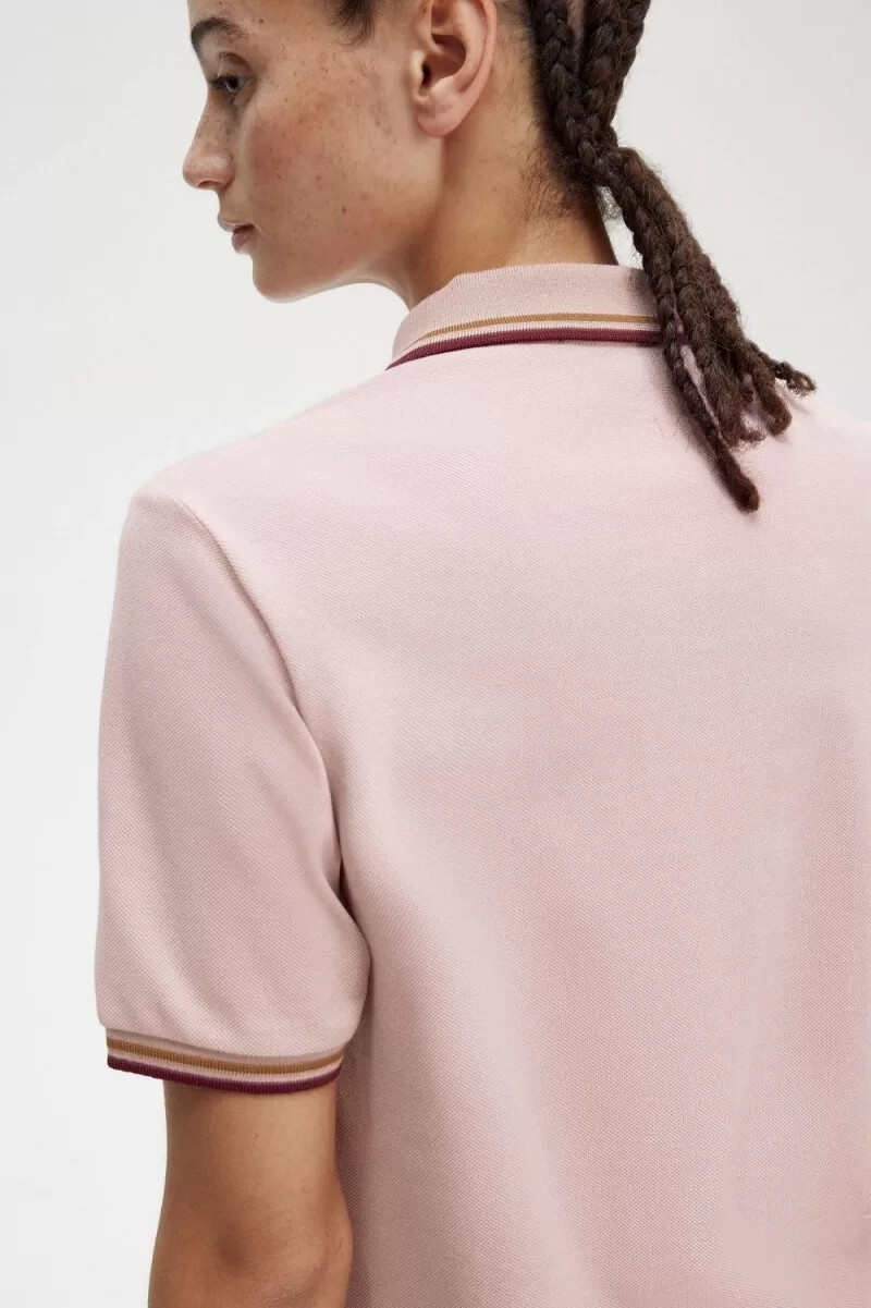 fred perry g3600 womens shirt dusty rose pink brown oxblood