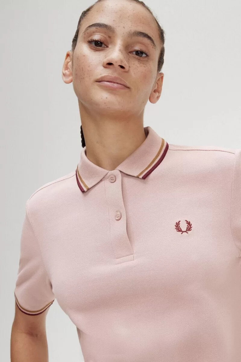 fred perry g3600 womens shirt dusty rose pink brown oxblood