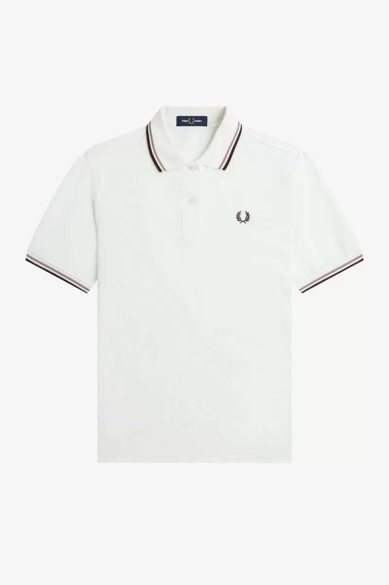 fred perry g3600 womens shirt snow white dark pink burnt tobacco