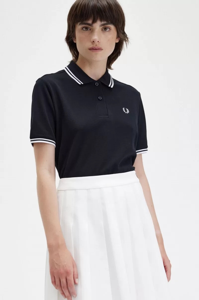 fred perry g3600 womens shirt black white