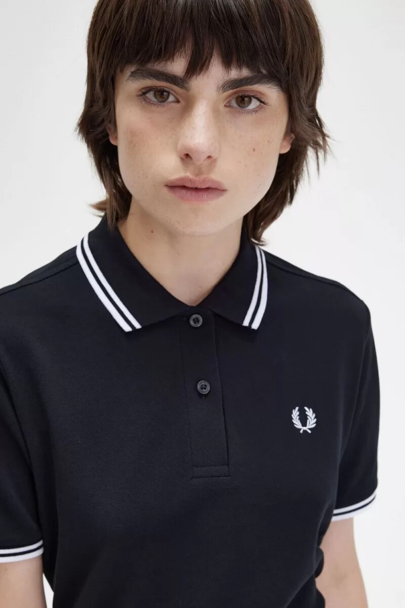 fred perry g3600 womens shirt black white