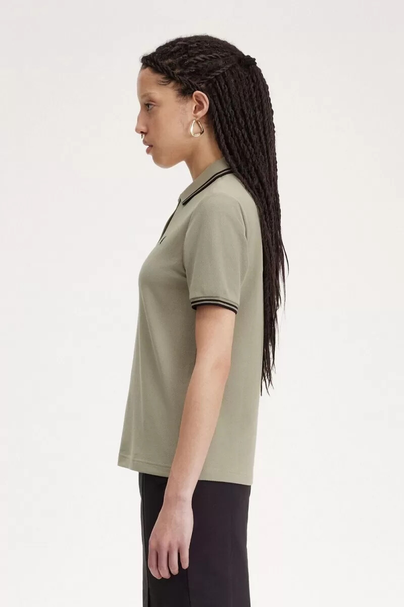 fred perry g3600 womens shirt warm grey black