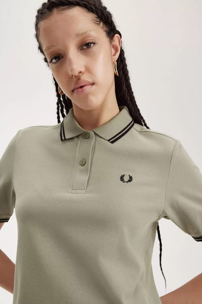fred perry g3600 womens shirt warm grey black
