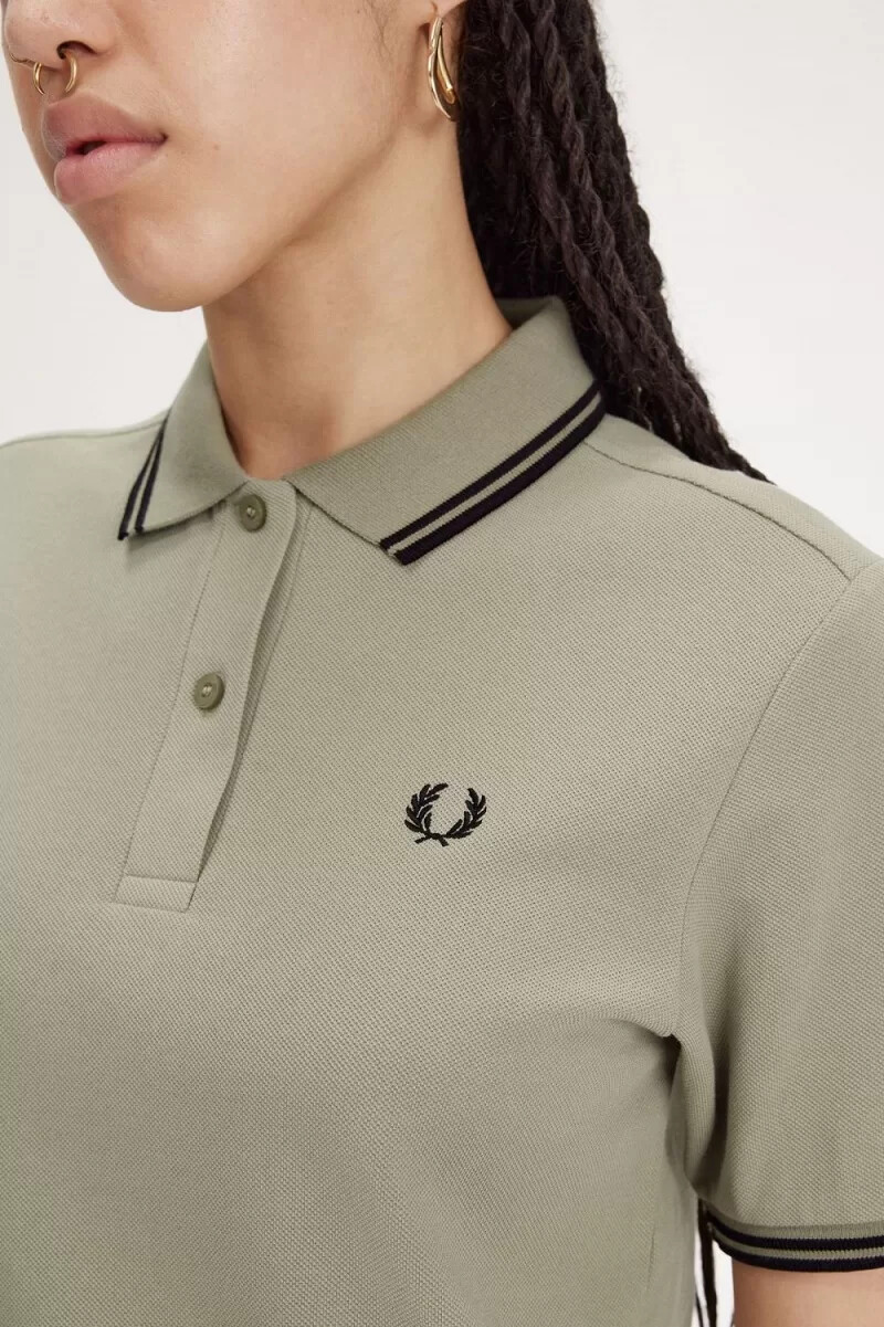 fred perry g3600 womens shirt warm grey black