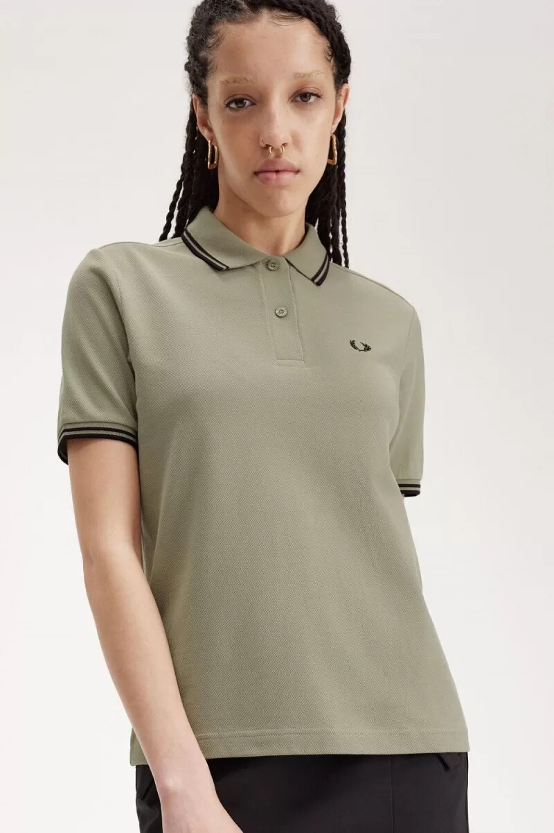 fred perry g3600 womens shirt warm grey black